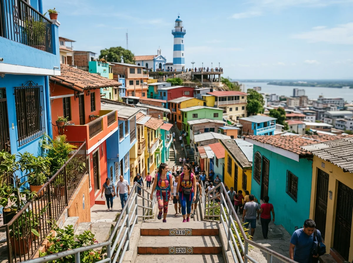 The painted houses and stairs of Las Peñas, Guayaquil