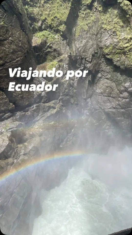 Reel cover: a waterfall with a rainbow, Viajando por Ecuador