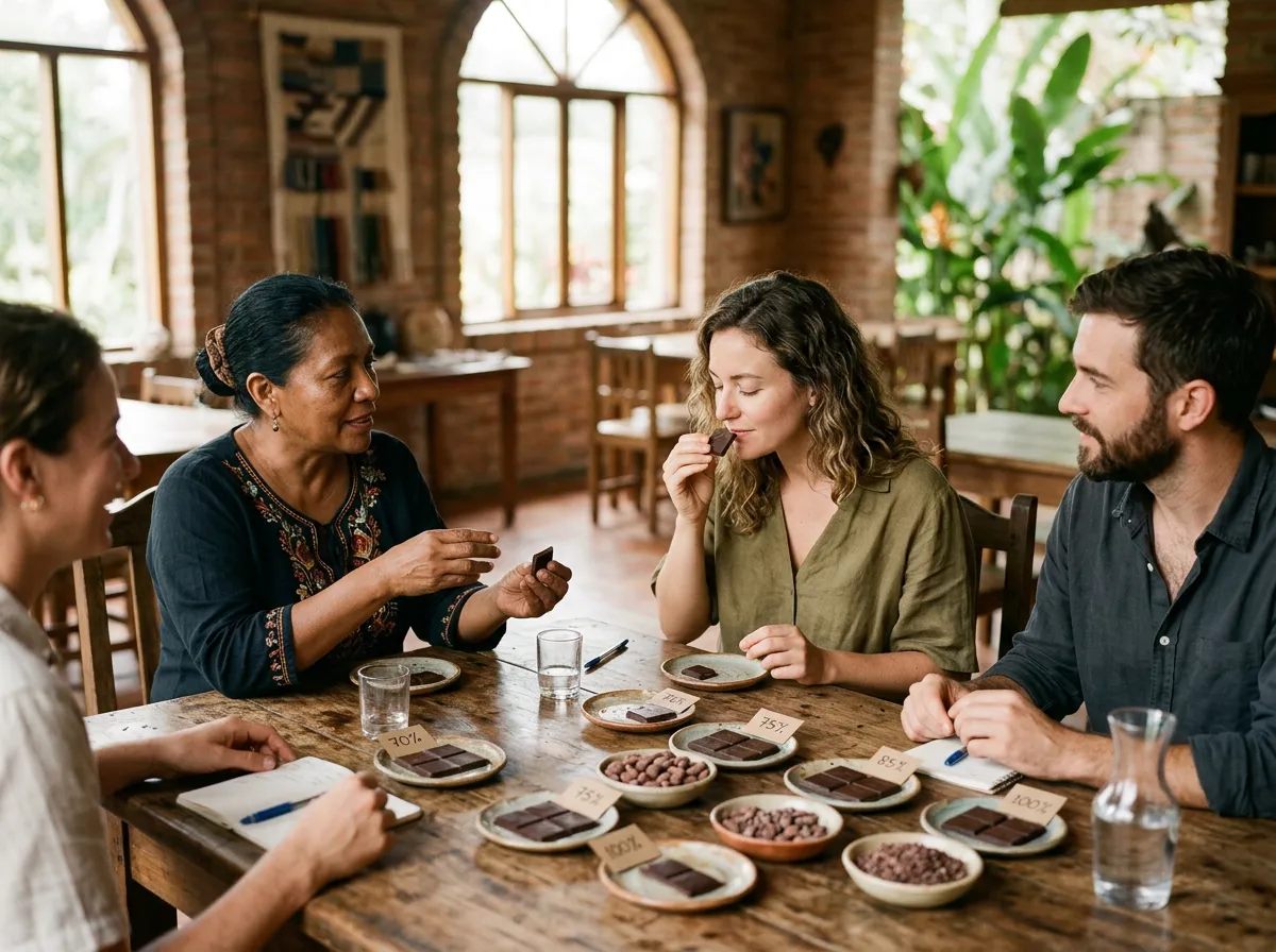 Travellers at a private chocolate tasting in Guayaquil